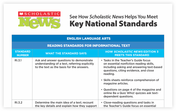 Scholastic News key national standards.