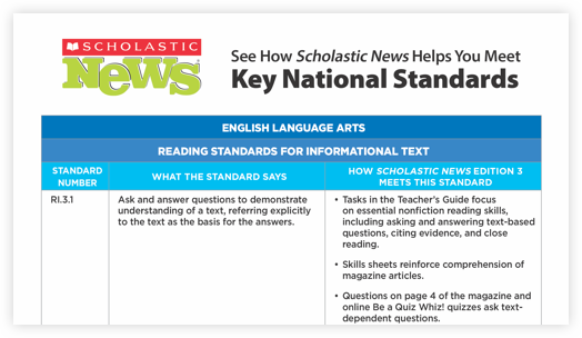 Scholastic News key national standards.